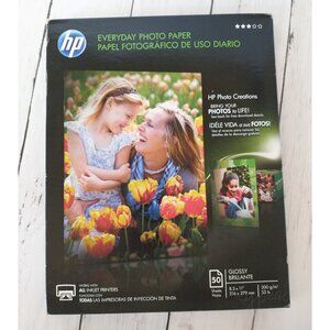 HP Everyday Photo Paper 8-1/2”x11” 53lb Glossy New 50 Sheets Q8723A Letter Size